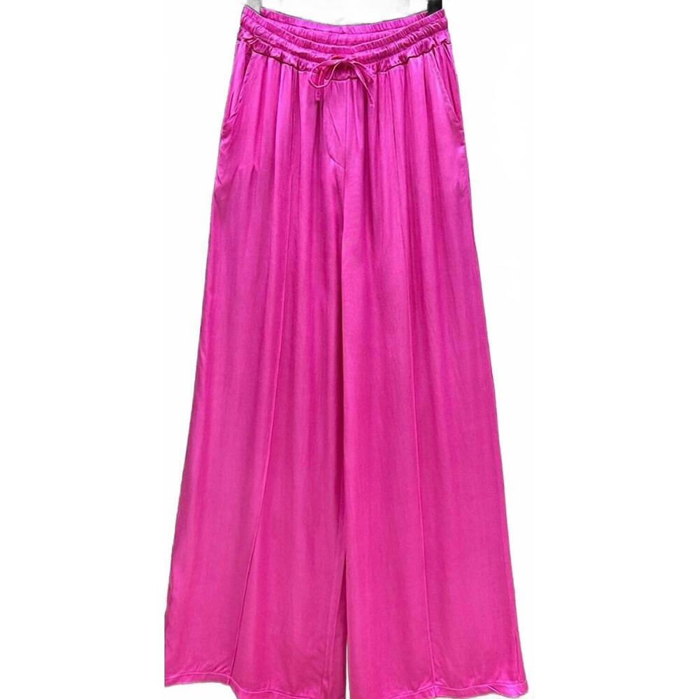 NEW LOOWIE women's satin feel wide leg pants in pink